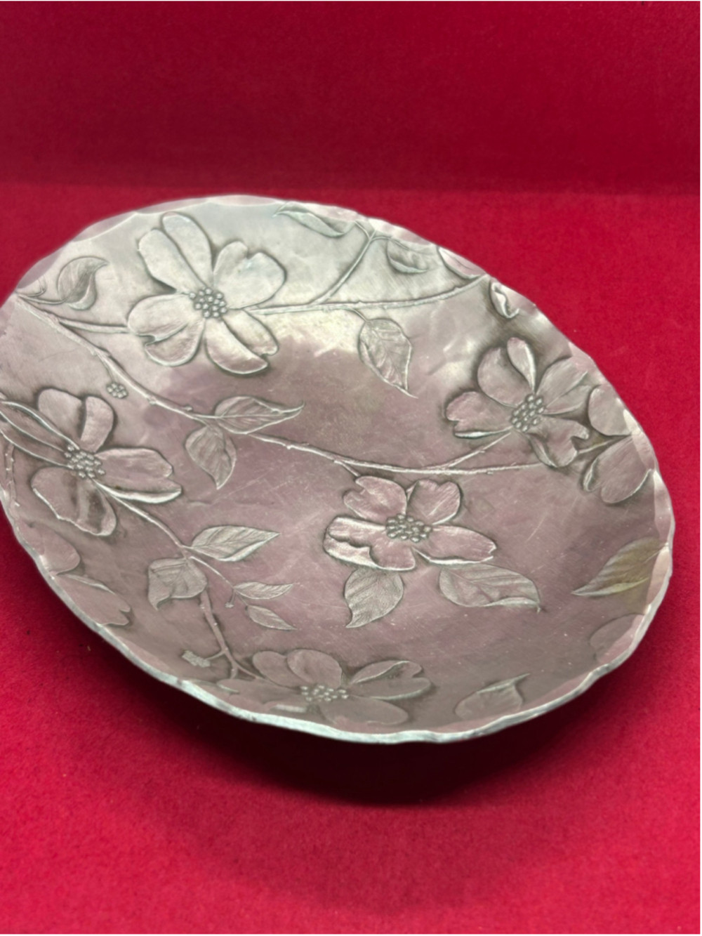 Wendell August Forge Floral Metal Serving Bowl One Size Silver